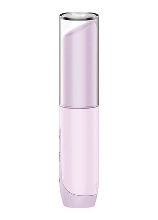 Secret Kiss Air Pulse Vibrator with a glossy lavender lipstick-style cap and smooth pale pink silicone body.