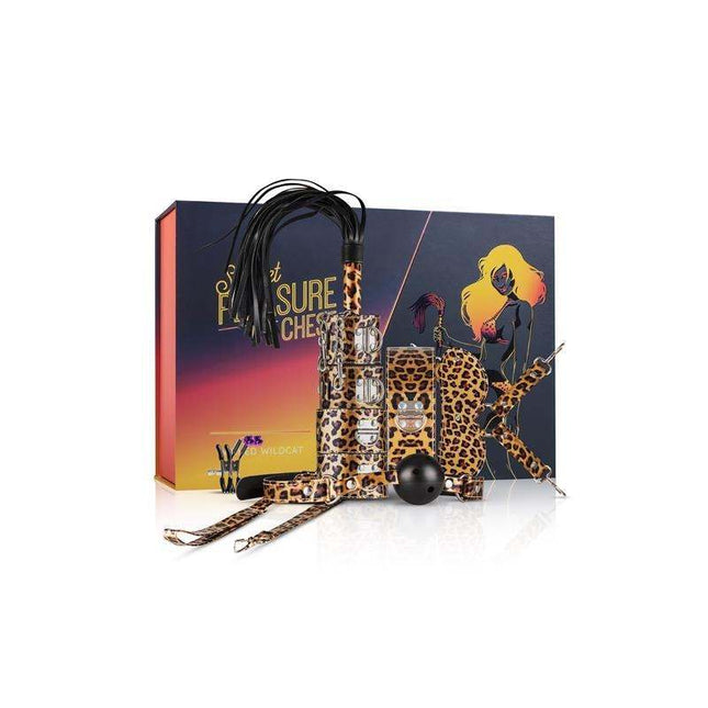 Secret Pleasure Chest Wicked Wildcat luxury intimate toy set with vibrating toys, silk restraints, and massage oils in elegant box
