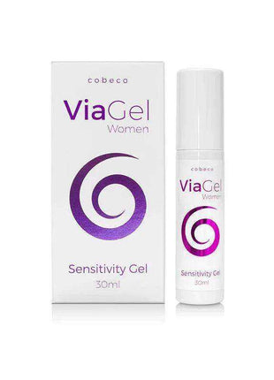 Sensitive Gel ViaGel for Women in a white 30 ml bottle and carton with purple lettering and a spiral logo