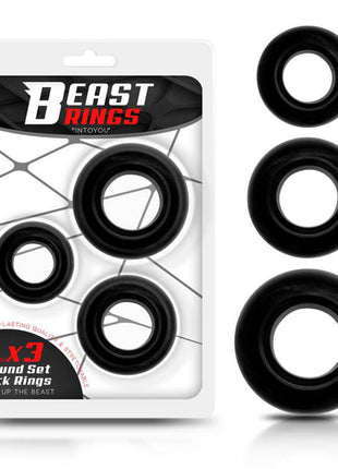 Set of 3 Cock Rings Flexible Black