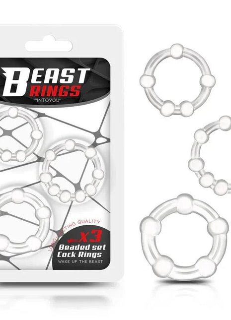 Set of 3 clear beaded flexible penis rings for enhanced pleasure and comfort