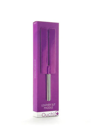 Shots Ouch! Whips and Paddles Leather Slit Paddle Purple