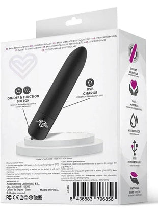 Shoty Vibrating Bullet 10 Speeds Black compact personal massager with ergonomic design and waterproof feature