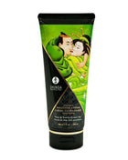 Shunga Massage Creme Green Tea 200ml bottle with Japanese erotic art design and refreshing green tea aroma for sensual couples massage