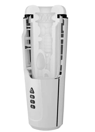 Male Masturbator with vibration and talk feature, ergonomic design, and realistic silicone sleeve for enhanced pleasure