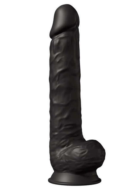 Black Dual Density Model 1 silicone dildo with realistic texture and suction base for versatile play