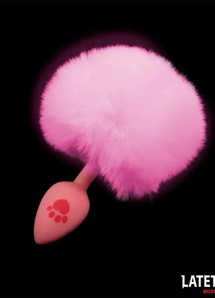 Silicone Anal Plug with Pompon Pink