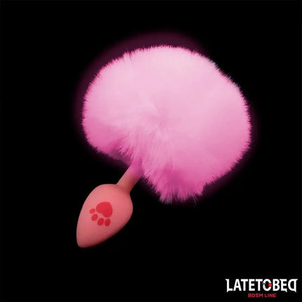 Silicone Anal Plug with Pompon Pink