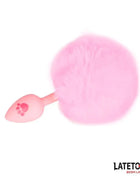 Silicone Anal Plug with Pompon Pink