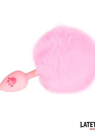 Silicone Anal Plug with Pompon Pink