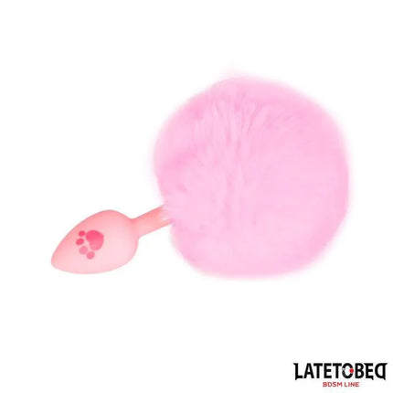 Silicone Anal Plug with Pompon Pink
