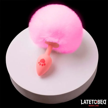 Silicone Anal Plug with Pompon Pink