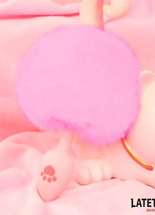 Silicone Anal Plug with Pompon Pink