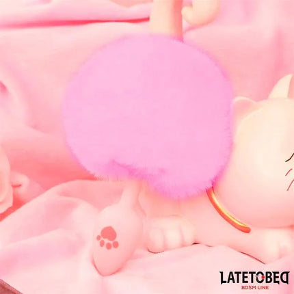 Silicone Anal Plug with Pompon Pink