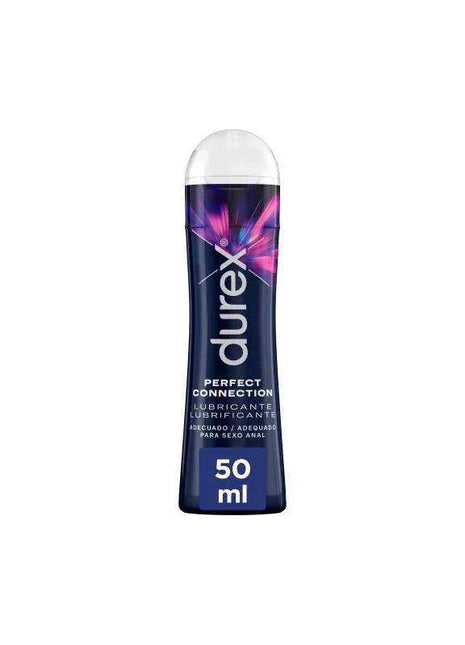 Silicone Base Lubricant in a slim dark blue Durex bottle with purple graphics, clear cap, and 50 ml label