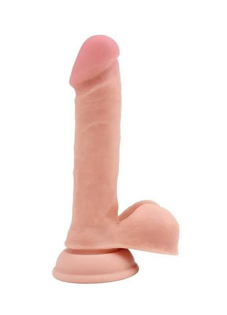 Silicone Density Realistic Dildo in pale pink silicone, with a veined shaft and flared suction-cup base