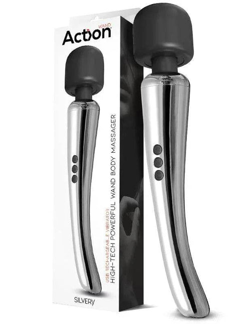 Silver Wand Body Massager rechargeable cordless ergonomic silver wand with multiple vibration modes and battery indicator for muscle relief