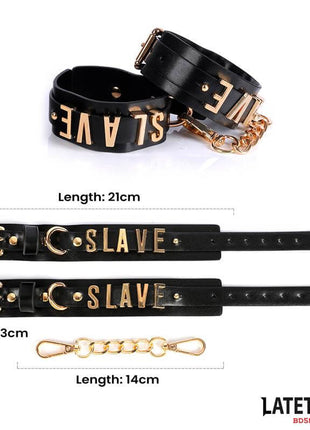 SLAVE Handcuff with Golden Chain