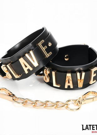 SLAVE Handcuff with Golden Chain