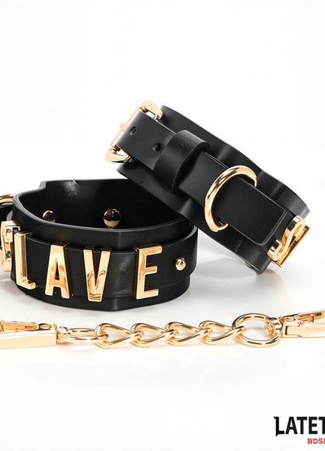 SLAVE Handcuff with Golden Chain
