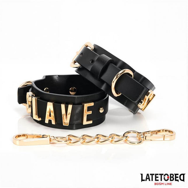 SLAVE Handcuff with Golden Chain
