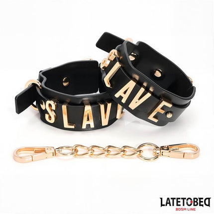 SLAVE Handcuff with Golden Chain