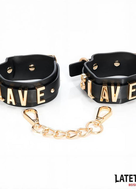 SLAVE Handcuff with Golden Chain