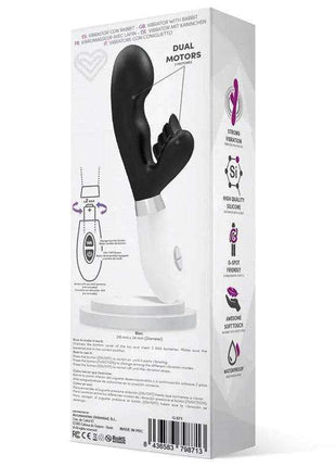 Black silicone Sliper Rabbit Vibe sex toy with dual stimulation