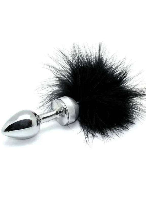 Small black feather butt plug for beginner anal play