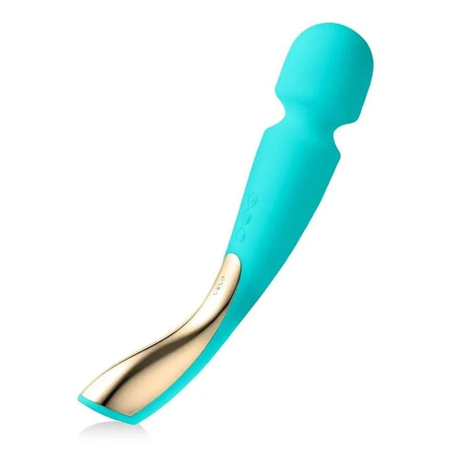 Smart Wand 2 Large Aqua silicone wand for relaxation and stimulation with ergonomic grip and multiple vibration modes