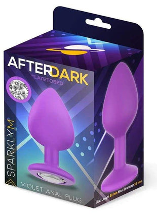 Medium violet sparkly butt plug with glitter finish and flared base