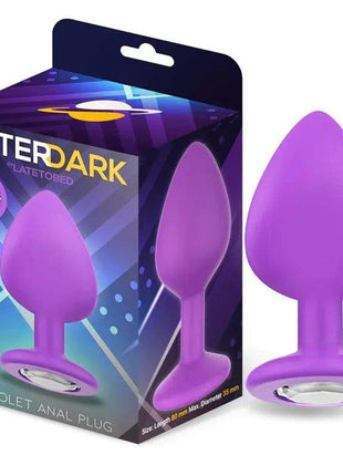 Medium violet sparkly butt plug made of body-safe silicone