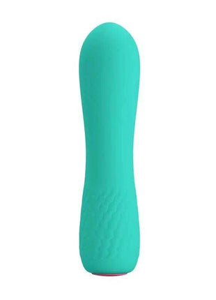 Stimulator Elfin Silicone in turquoise with a smooth rounded tip, contoured body and textured grip near the base