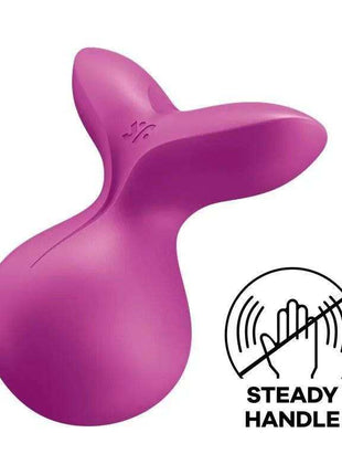 Stimulator Viva la Vulva 3 Violet with a smooth magenta silicone body and curved ergonomic shape, featuring a steady-handle design