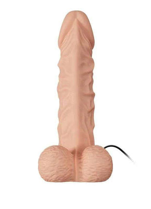 Strap-on with Dildo featuring a realistic flesh-tone silicone shaft, textured surface, rounded base, and attached cord