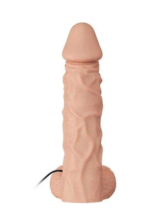 Strap-on with Dildo featuring a flesh-toned silicone shaft, pronounced textured ridges, and a rounded base