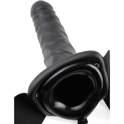 Strap-On with Vibrating Hollow Dildo 8 Black