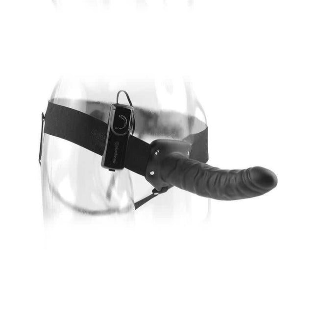 Strap-On with Vibrating Hollow Dildo 8 Black