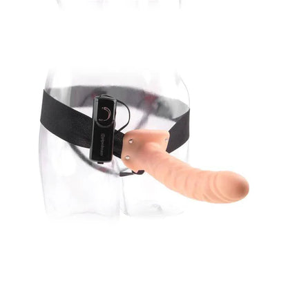 Strap-On with Vibrating Hollow Dildo Flesh