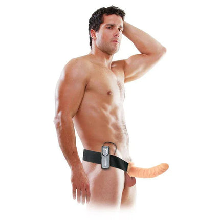 Strap-On with Vibrating Hollow Dildo Flesh