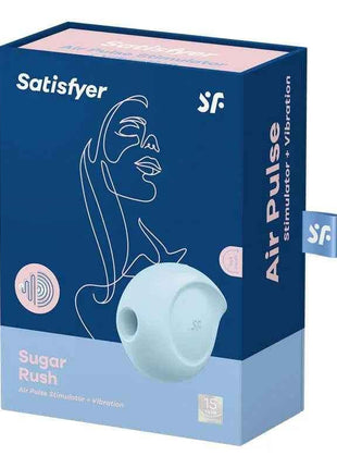 Sugar Rush Clitoris Sucker and Vibe Blue in sleek design with waterproof and rechargeable features for enhanced pleasure