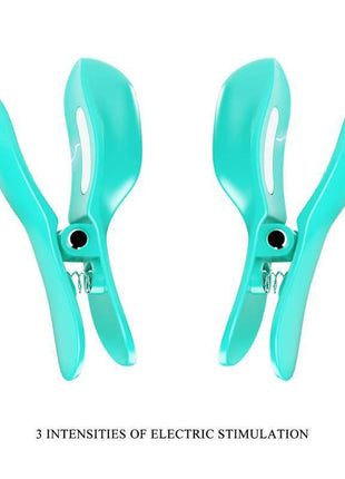 Surprise Box Vibrating Egg with Electric Shock Nipple Clamps Blue