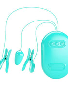 Surprise Box Vibrating Egg with Electric Shock Nipple Clamps Blue
