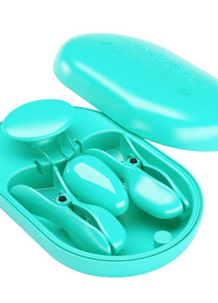 Surprise Box Vibrating Egg with Electric Shock Nipple Clamps Blue
