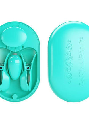 Surprise Box Vibrating Egg with Electric Shock Nipple Clamps Blue