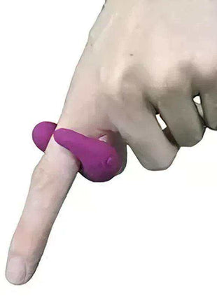 Swamson Stimulator Duckling Thimble, violet silicone finger vibrator with a rounded, contoured band design