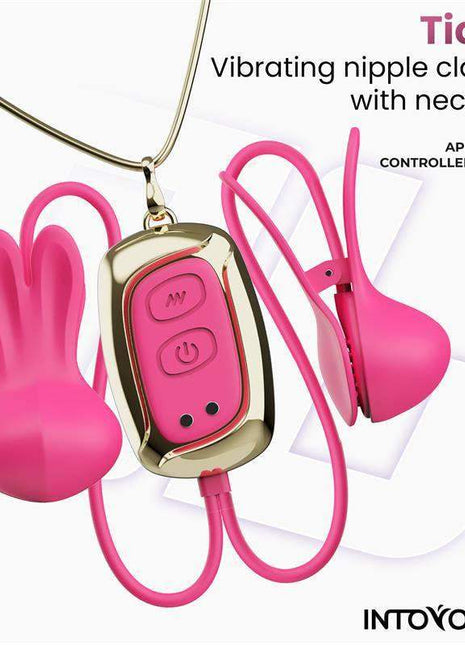 Tickly Nipple Clamps ith Vibration, Remote and Necklace with App