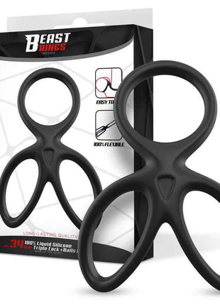 Triple Penis and Testicles Ring Liquid Silicone