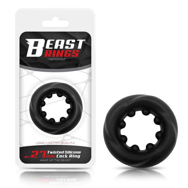 Twisted Liquid Silicone Cock Ring 2.7 cm by Beast Rings with internal polygonal twist for comfortable, secure fit and enhanced erection quality