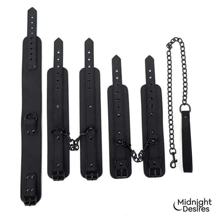 Restraint Set with Collar with Leash and Cuffs